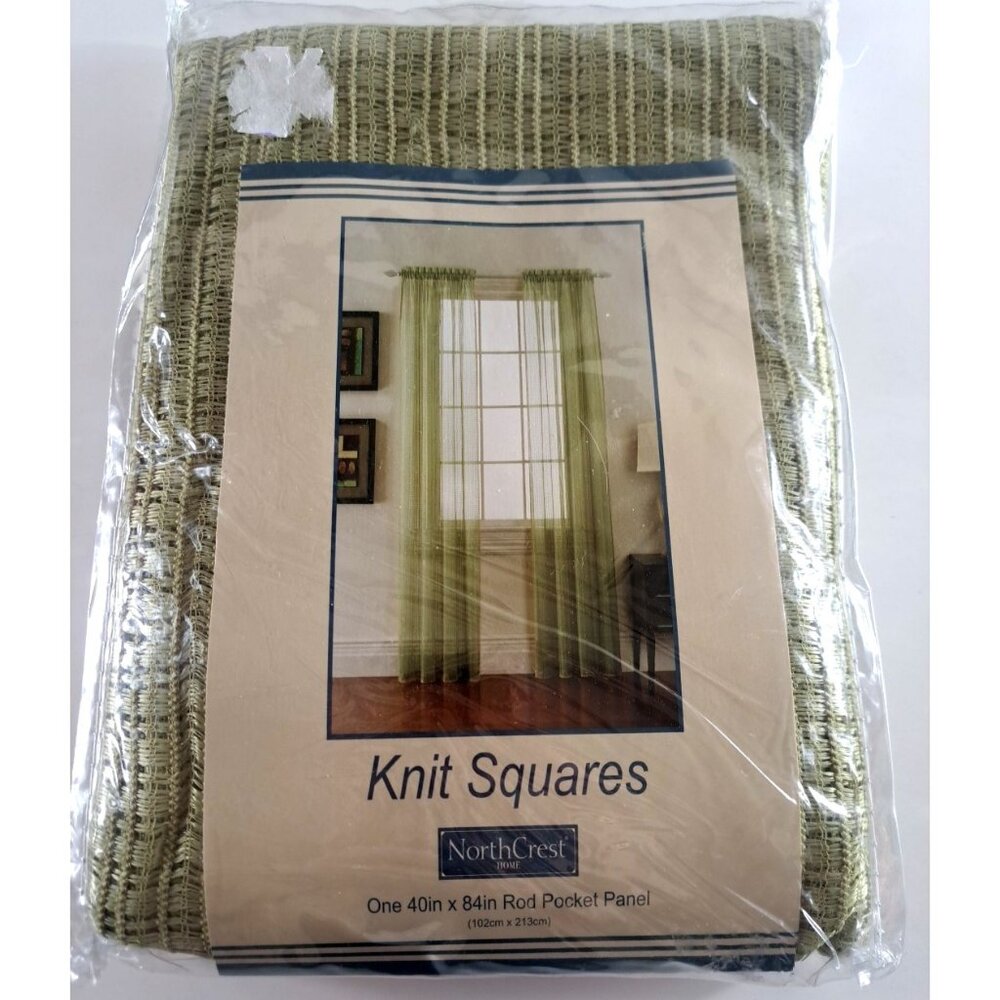 Northcrest Knit Square Curtain Panel Green Y2K Retro Light Filtering 40x84